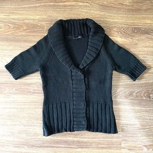 Banana Republic Shawl Collar Black Cotton Cardigan Sweater